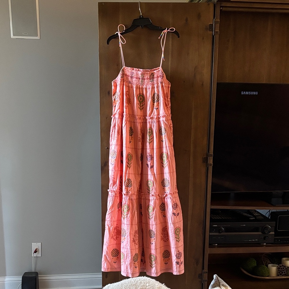 SAYLOR Coral Printed Tie-Shoulder Maxi Dress